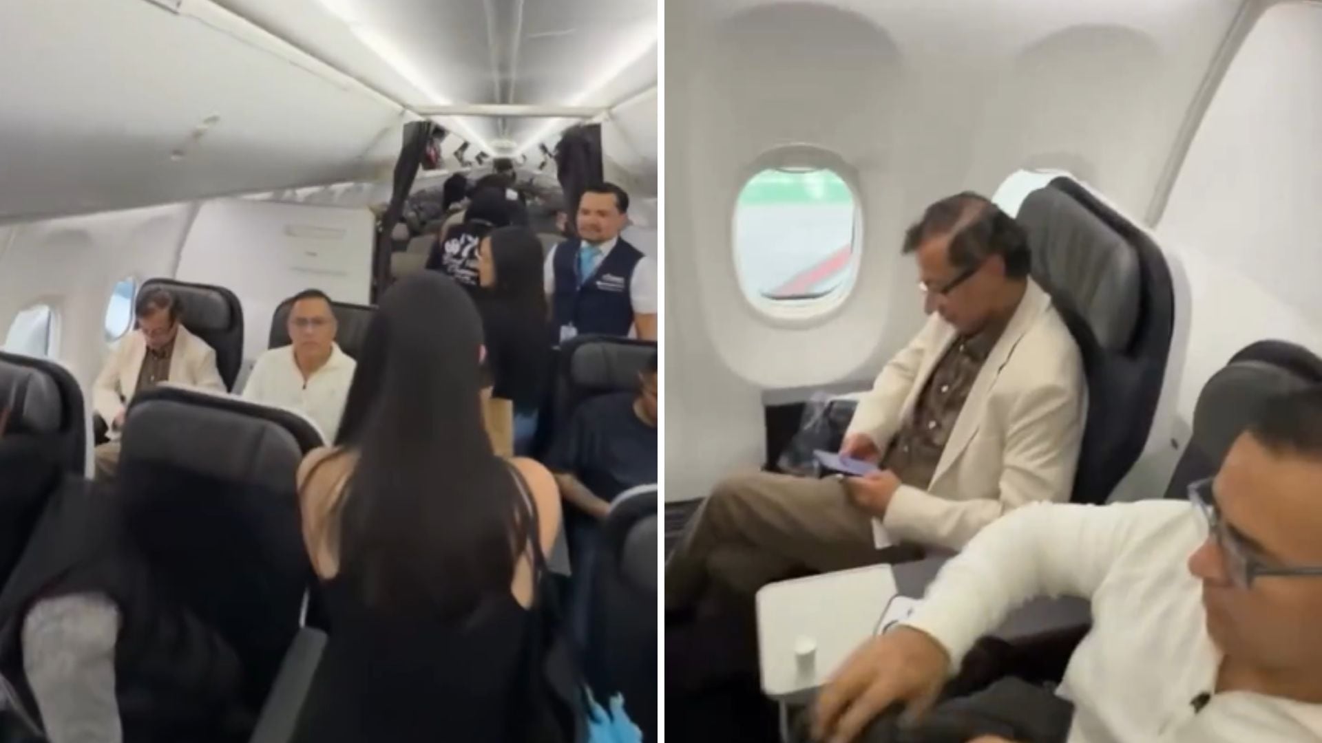 Gustavo Petro vivió un episodio tenso en un vuelo hacia México cuando un ciudadano colombiano le gritó una consigna a bordo del avión - crédito Captura de Video X