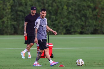 Messi, en un entrenamiento del