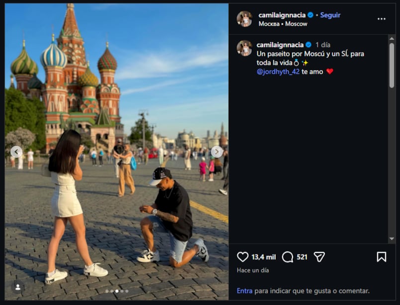 Jordhy Thompson y Camila Sepúlveda sorprenden con su anuncio de casamiento (Instagram: @camilaignnacia)