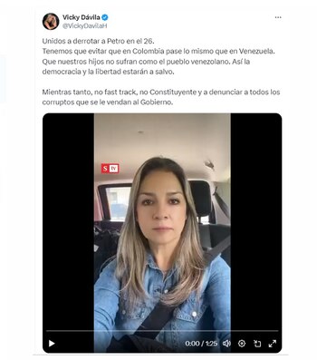 Vicky Dávila rechazó las afirmaciones de Diosdado Cabello y expresó su determinación de no ser intimidada - crédito @VickyDavilaH/X
