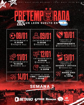 Cronograma de entrenamientos y amistosos