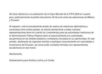 La Subsecretaría para América Latina y el Caribe firma una orden que pide no convocar ni asistir a actividades conjuntas y limitar el trato institucional, al aludir a la ruptura diplomática de 2024. (x-@DoliaEstevez)
