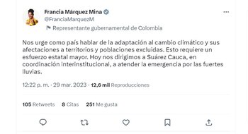 Francia Márquez irá a Suárez