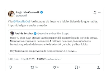 Jorge Iván Cuervo reaccionó a Andrés Escobar