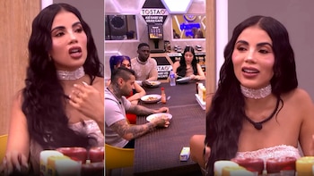 En compañía de Valentino, Beba y Aura, Karina García destacó lo bien que se ve la casa y bromeó con los presentadores sobre los “hombres tan coquetos” - crédito @lacasadelosfamososcolombia1/ Instagram