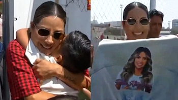 Pamela López fue recibida por sus hijos y le entregaron regalos en su lugar de votación durante su salida de ‘La Granja VIP’