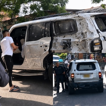 El blindaje del vehículo de la Policía Nacional evitó lesiones mayores durante el atentado, aunque la camioneta quedó con daños superiores al 80% - crédito X