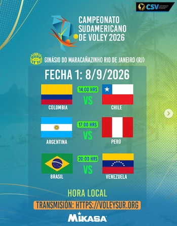 Nueva programación de la fecha 1 del Campeonato Sudamericano de vóley 2026