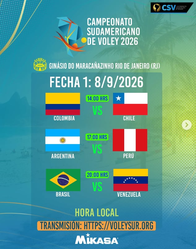 Nueva programación de la fecha 1 del Campeonato Sudamericano de vóley 2026