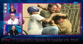 Cati Caballero nunca autorizó la emisión de una cámara escondida: Damián y ‘El Toyo’ cuentan toda la historia. Captura: Magaly TV La Firme.