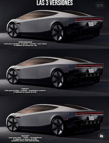Tesla prevé producir el Roadster en 2028, el deportivo eléctrico tendrá versiones Performance Thrust y Rocket con funciones diferentes (Tesla)