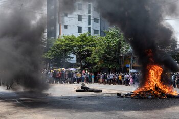 Protestas en Rangún contra la