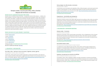 Entre los recursos de seguridad figura un afiche para niñas y niños desde un año con la consigna “agáchate, cúbrete y agárrate” y una guía para armar un plan y un kit de emergencia - crédito Plaza Sésamo