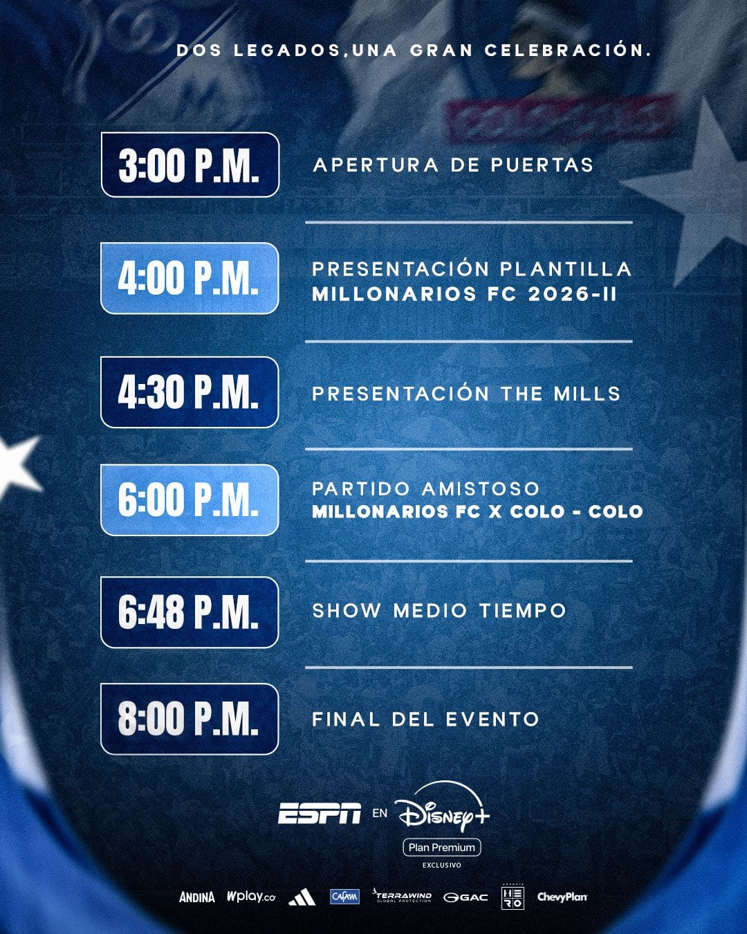 Cronograma de actividades del partido Millos vs. Colo-Colo-crédito @MillosFCoficial/X