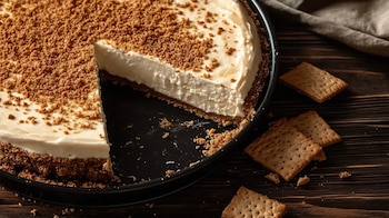 Tarta de queso, postre horneado, base de galleta triturada, rebanada cremosa, repostería casera, sabor dulce, merienda perfecta. - (Imagen Ilustrativa Infobae)