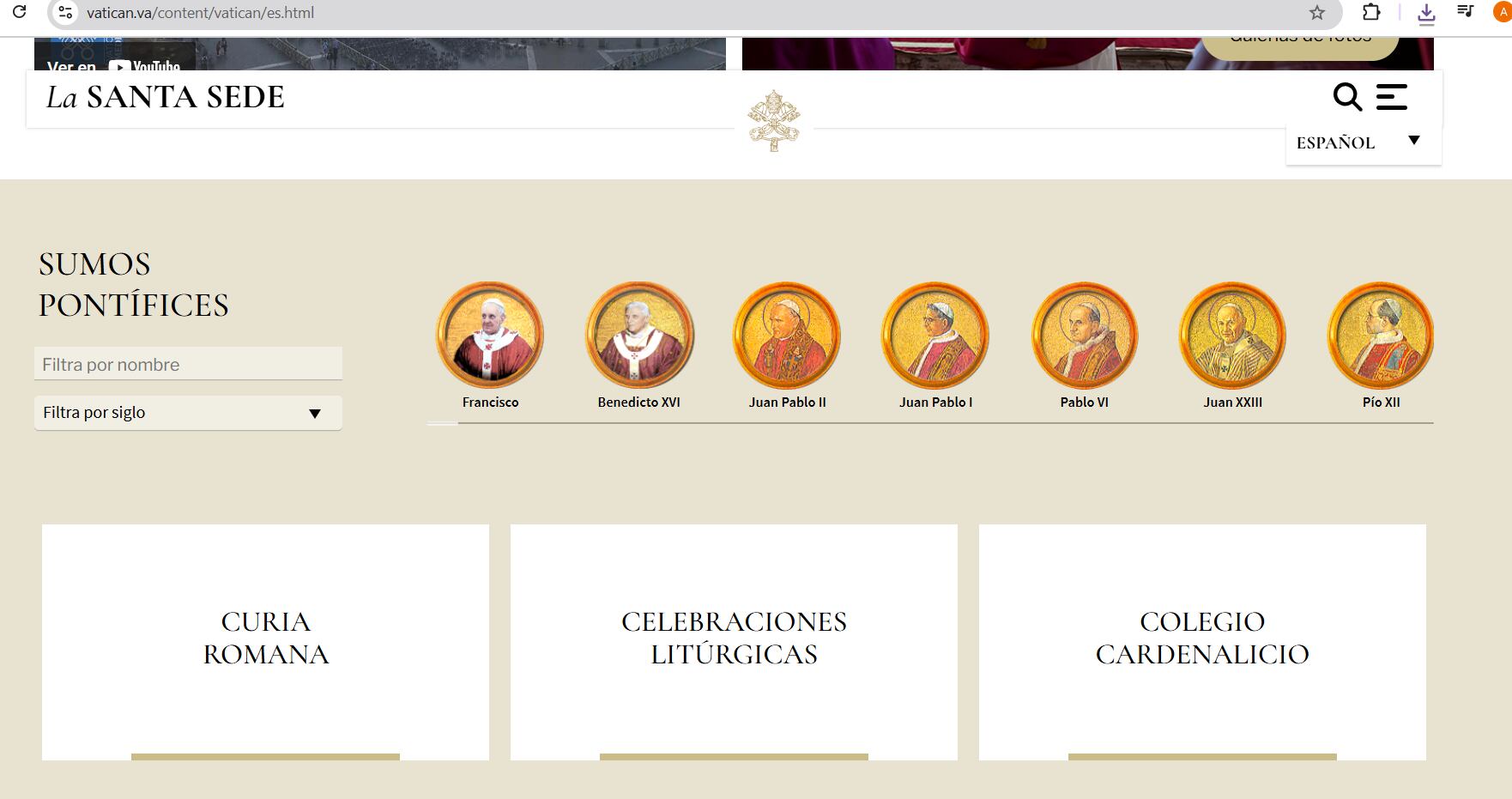El nuevo diseño de la página web del Vaticano luce con colores y simbolismos inspirados en la Plaza San Pedro, un rediseño hecho por el peruano Juan Carlos Yto | Foto captura.