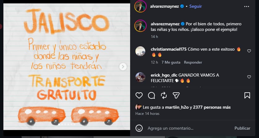 Se trata del primer sistema de transporte público gratuito para niñas y niños del país (Captura de pantalla Instagram: alvarezmaynez)