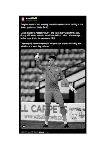 El posteo del Aston Villa