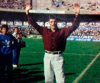 Sergio Goycochea, presentando en la