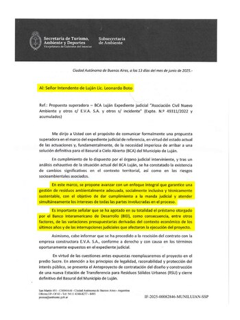 El documento que la Subsecretaría