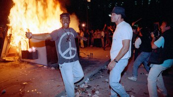 Abril de 1992. Manifestantes protestan