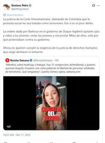 Gustavo Petro defendió a los