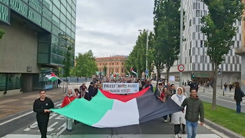 Una manifestación en Pamplona reclama la "ruptura de relaciones" con Israel para parar el "genocidio" en Gaza