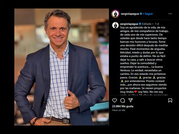 El emotivo posteo del conductor a dÃas de confirmar su renuncia (Instagram)