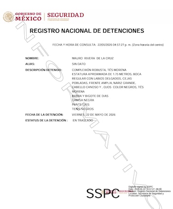La ficha de su captura, firmada por la SSPC, confirma el hecho. Crédito: RND