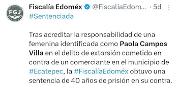 A Procuradoria-Geral do Estado do México informou a condenação. Imagem: (imagem)