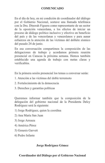 COMUNICADO VENEZUELA