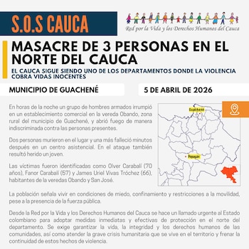 Masacre número 35 en el departamento del Cauca - crédito @RedVidaDHCauca/X