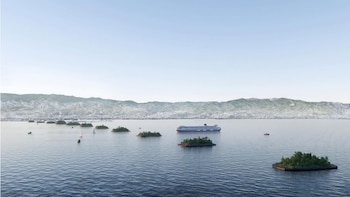 Las plataformas incluirían vegetación en la superficie y estructuras submarinas concebidas para favorecer la biodiversidad marina. (Angelo Renna)