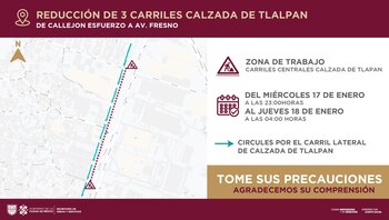 Cerrarán tres carriles de la