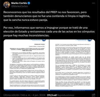 Marko Cortés anuncia que impugnarán