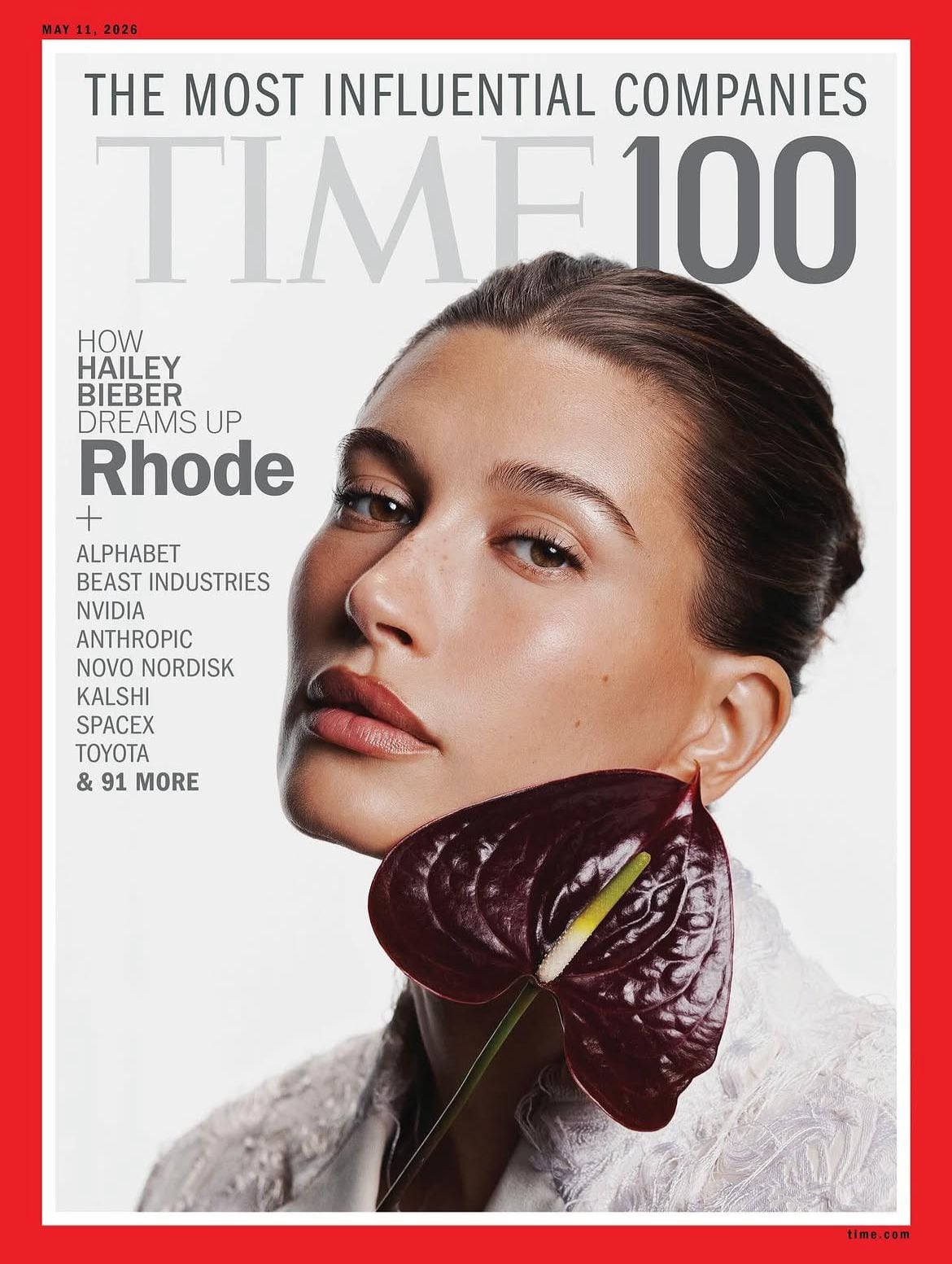La portada de TIME resalta el liderazgo femenino con Hailey Bieber y el ascenso internacional de Rhode, su empresa de belleza (Portada Time)