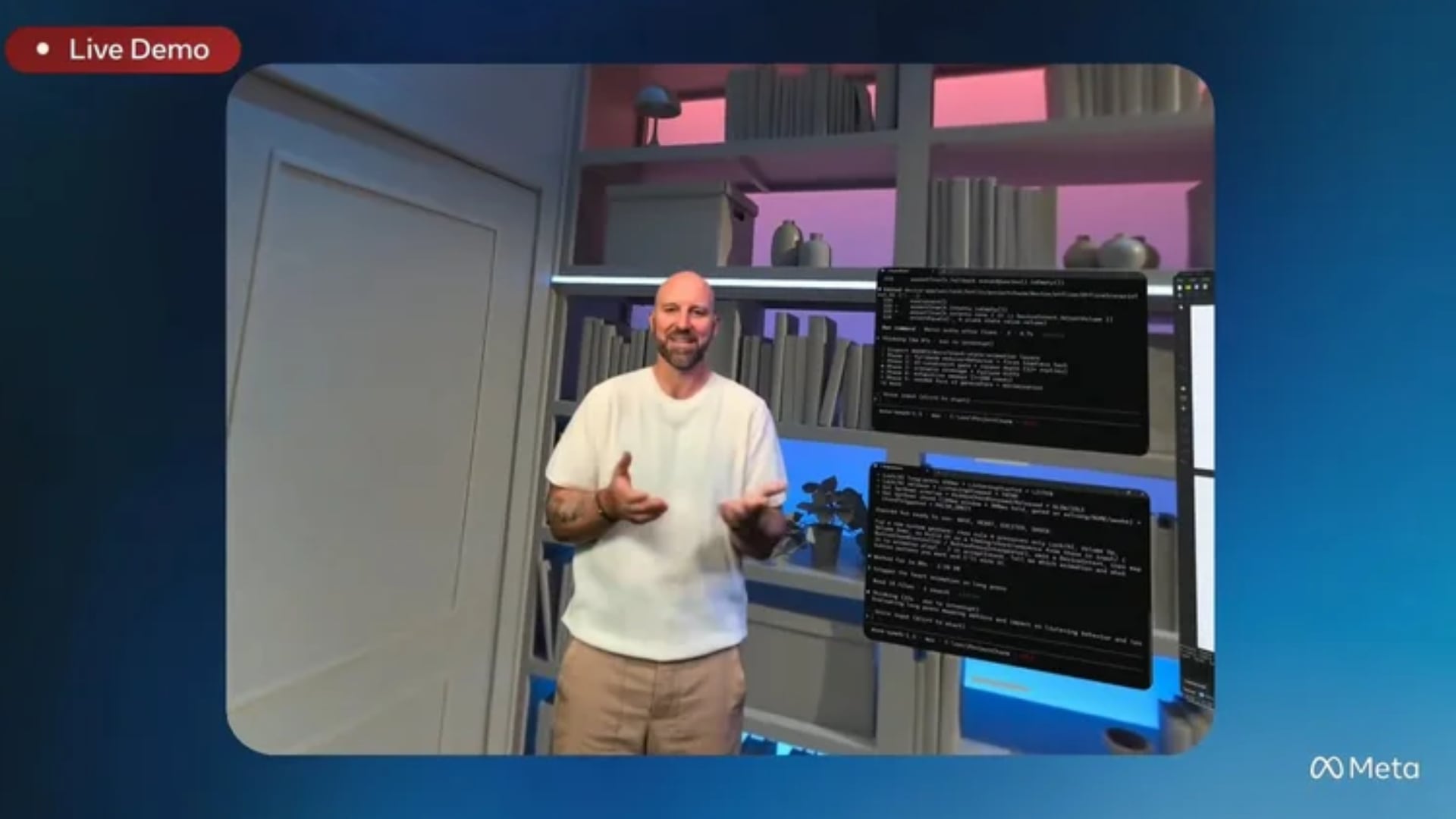 Como se ve en esta demostración en vivo, los avatares holográficos replican en tiempo real las expresiones del usuario durante las videollamadas. (Captura/Meta)
