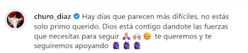 Churo Díaz le envió un mensaje de fuerza desde sus redes sociales - crédito @churo_diaz/ Instagram