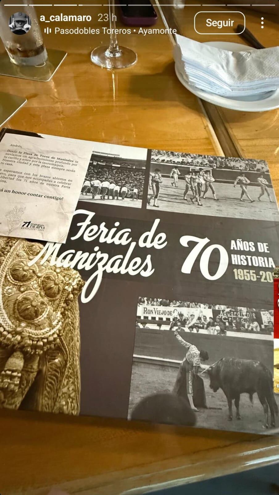 El artista se mostró emocionado de lo encontrado en la capital de Caldas - crédito Andrés Calamaro / Instagram