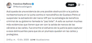 Francisco Barbosa rechazó freno a