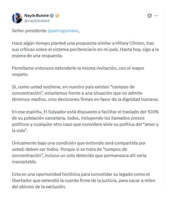 Nayib Bukele respondeu a Gustavo Petro por suas acusações