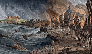Grabado anónimo del terremoto de Lisboa de 1755.