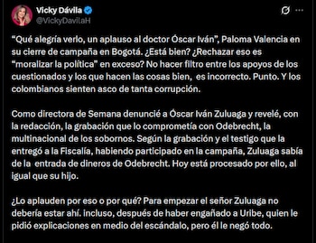 Vicky Dávila - crédito @VickyDavilaH/X