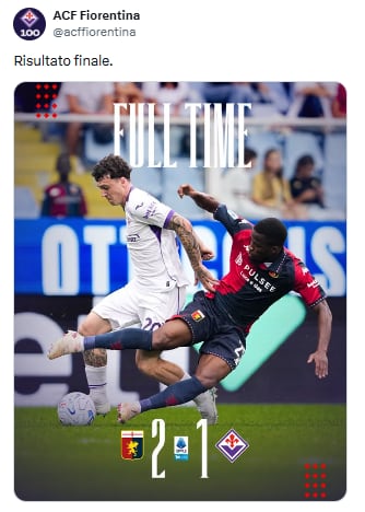 Genoa venció 2-1 a la Fiorentina y consiguió su primer triunfo de la temporada en la Serie A.