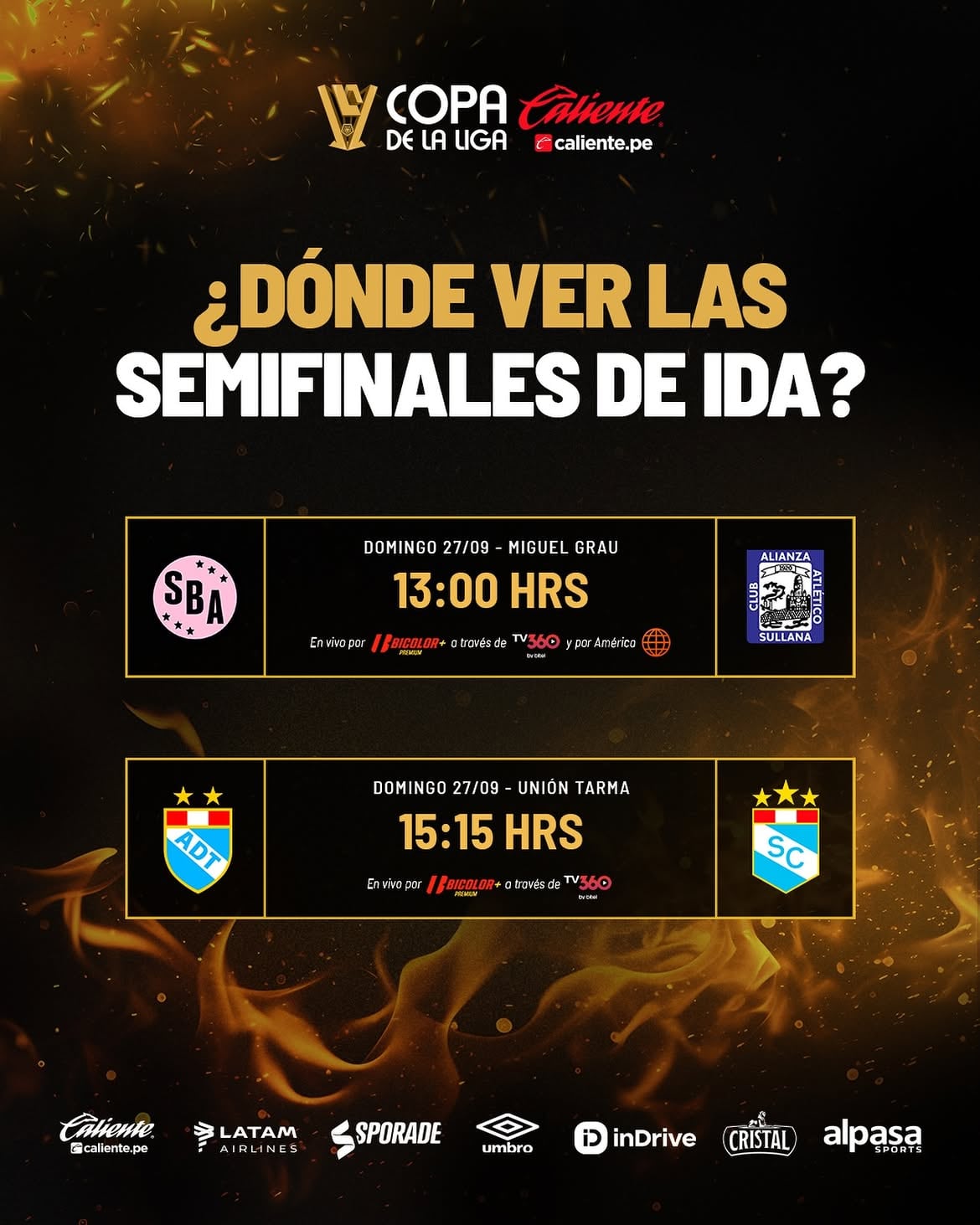 Programación de las semifinales de la Copa de la Liga 2026. Crédito: Bicolor + premium.