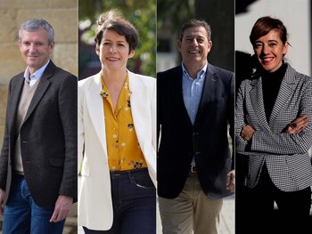 28/12/2023 Los candidatos del PP, Alfonso Rueda; BNG, Ana Pontón; PSdeG, José Ramón Gómez Besteiro; y Sumar Galicia, Marta Lois. Elecciones gallegas del 18 de febrero de 2024.
POLITICA ESPAÑA EUROPA GALICIA AUTONOMÍAS