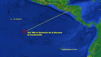La Marina Nacional interceptó una LMFB (Lancha con Motor Fuera de Borda) a 947 millas náuticas (1,764 km) al suroeste de la Bocana El Cordoncillo, en el Estero de Jaltepeque.