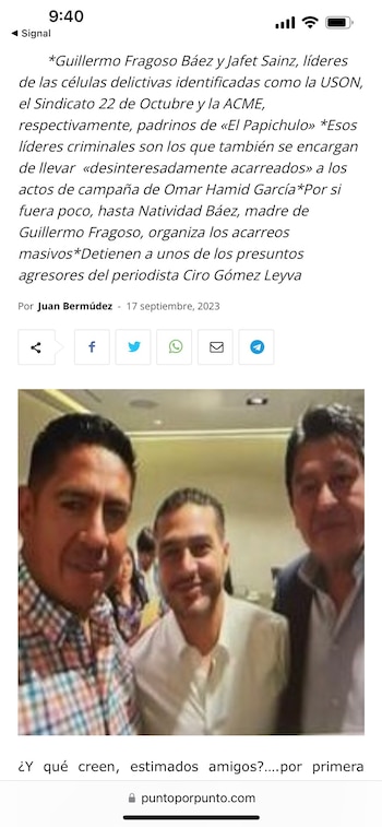 Líder de la USON y Omar García Harfuch