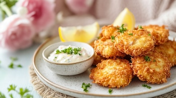 Servir las croquetas de quinoa