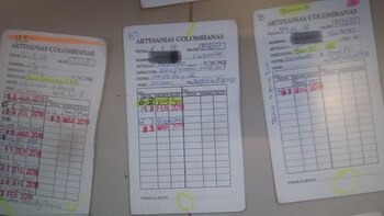 Tarjeta donde registraban los pagos